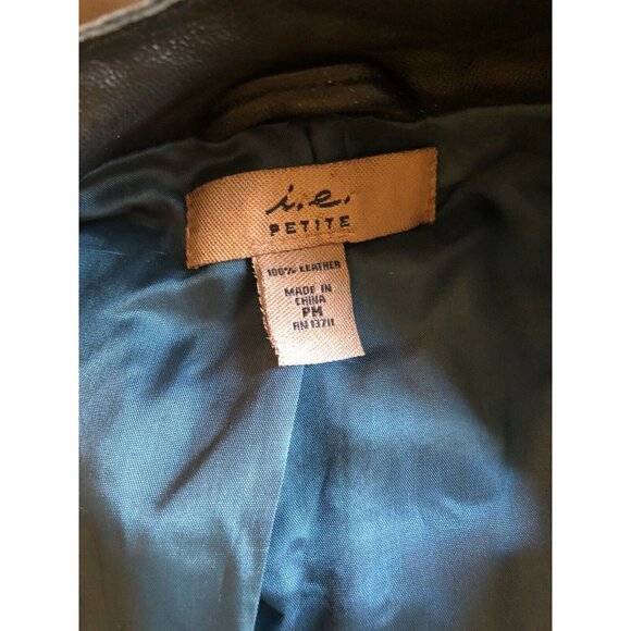 I.E. Women's Black Leather Jacket Snap Buttons Slim Cropped Size PM - Picture 8 of 8